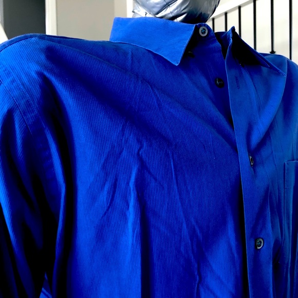 HUGO BOSS men’s royal blue Size 44 chest 17” Neck long sleeve dress shirt - Picture 5 of 7